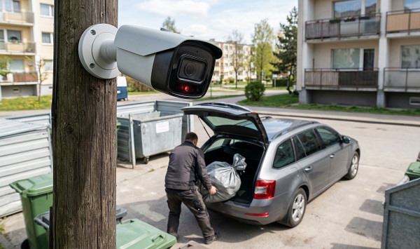 ФОТО: фиксация незаконного сброса строительного мусора камерой видеонаблюдения.